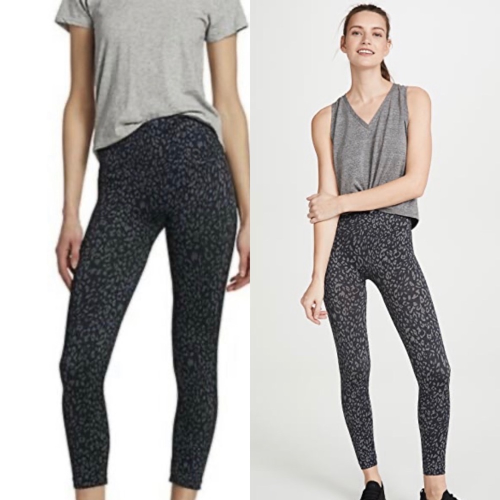 Spanx Size S Look at Me Now Seamless Leggings Slim Cheetah Print Black/Gray